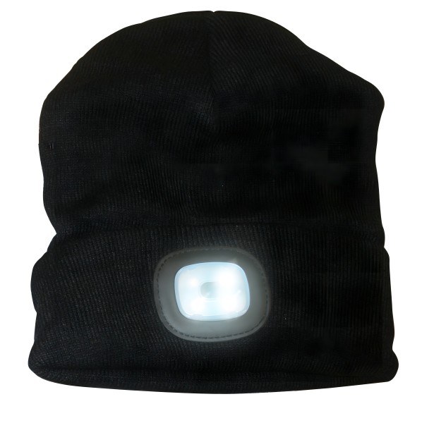 Strickmütze mit 4 LED´s Schwarz