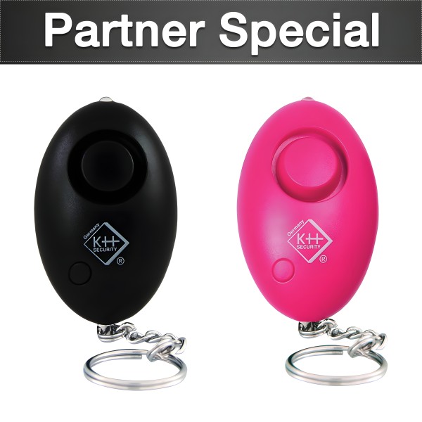 Partnerspecial kh-security Schlüsselalarm in Pink + in Schwarz