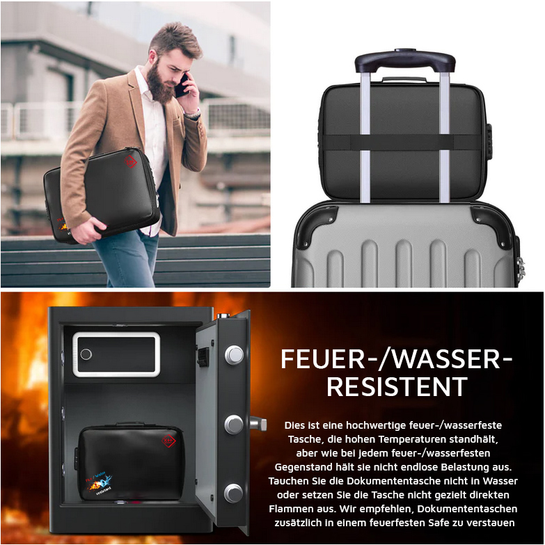 Feuerfeste Dokumenten tasche Sicherheit Organizer Reiß verschluss