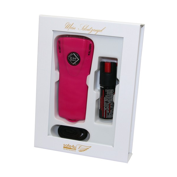 Geschenkbox safe4u: Pepper Jet + Alarm-Taschenlampe pink