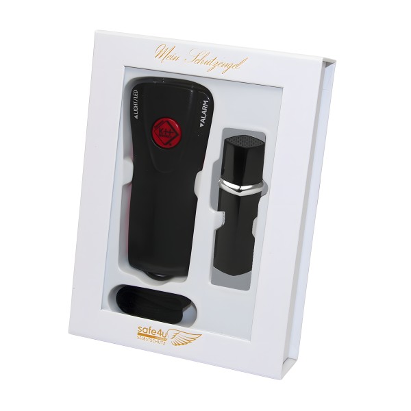 Geschenkbox: Alarm-Taschenlampe schwarz + Alarm-Lippenstift schwarz