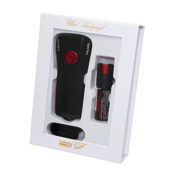 Geschenkbox safe4u: Pepper Jet + Alarm-Taschenlampe schwarz