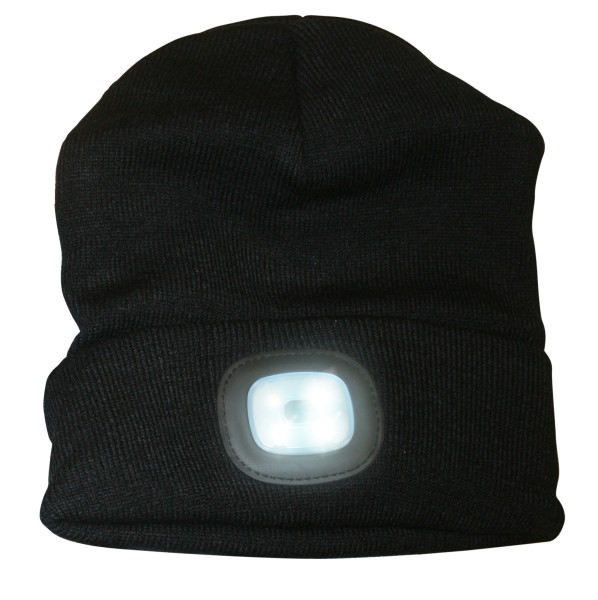 Strickmütze mit 4 LED´s Schwarz