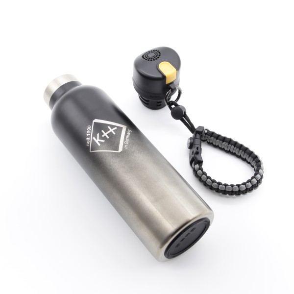 Survival-Trinkflasche mit Alarm schwarz