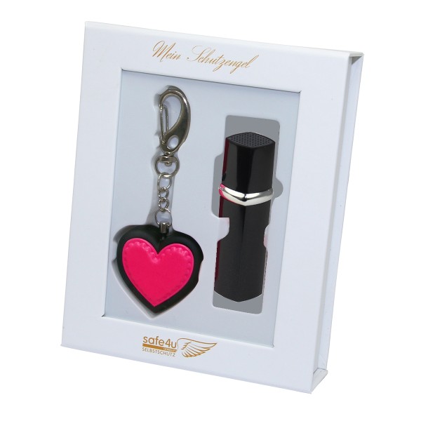 Geschenkbox: Herz-Alarm + Alarm-Lippenstift schwarz