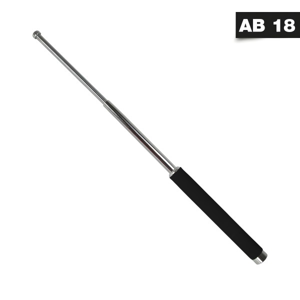 Teleskopschlagstock mit Moosgummigriff und Cordura-Holster Silber