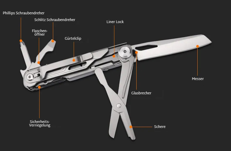 KH Multimesser mit Schere & Clip  KH-Security - Ihr Lieferant für  Sicherheit