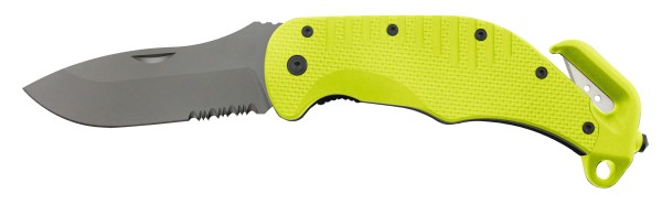 Rettungsmesser mit teilgezahnter Klinge - neongelb