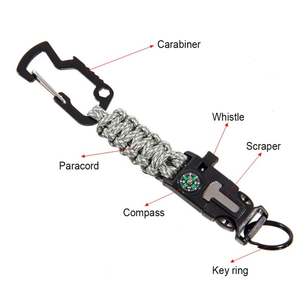 8-in-1 EDC Outdoor Paracord Schwarz